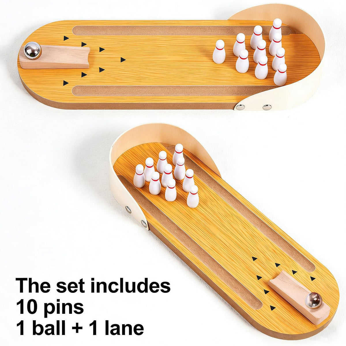 SANTA CASA Wooden Mini Bowling Desk Set – Stress-Relief Fidget Toy for Men & Teens