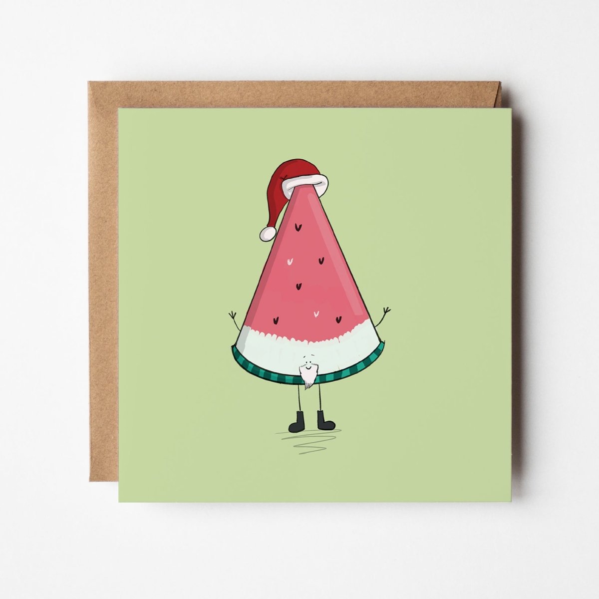Santa Watermelon Slice Christmas Card