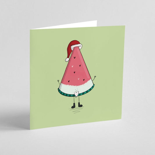 Santa Watermelon Slice Christmas Card