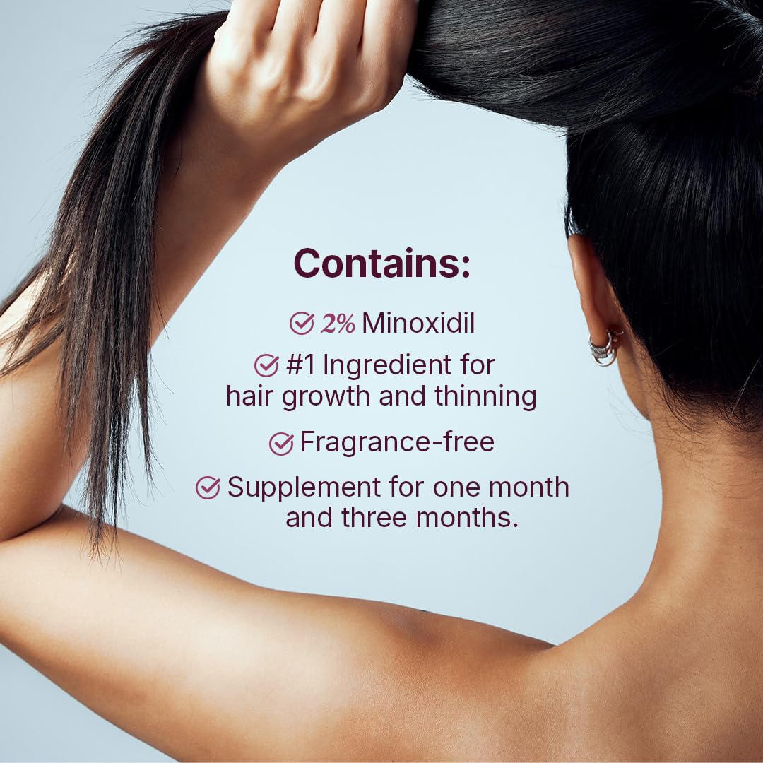 Santo Remedio Women’s Hair Regrowth Treatment – 2% Minoxidil, Fragrance-Free, 1-Month Supply