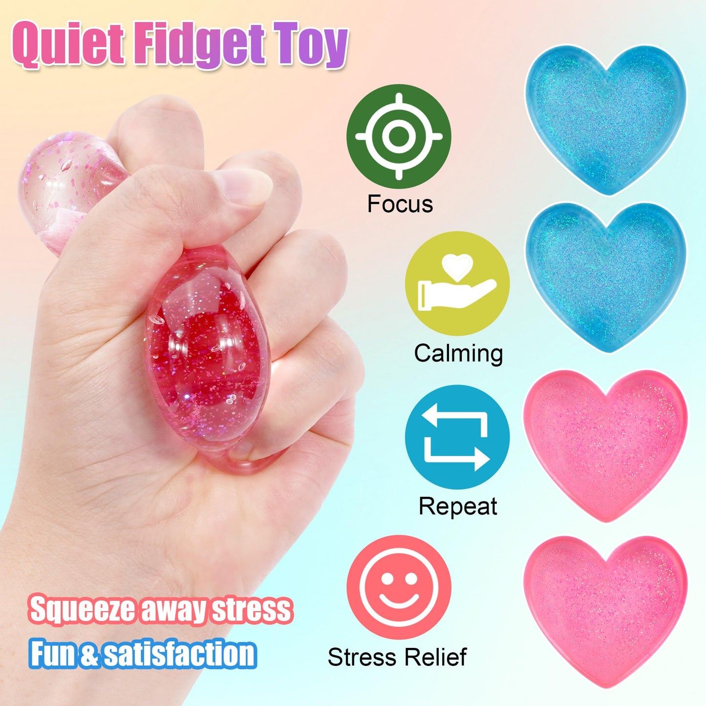 Saquuiui 4-Pack Heart-Shape Stress Cubes – Quiet Fidget Toys for Focus & Calm