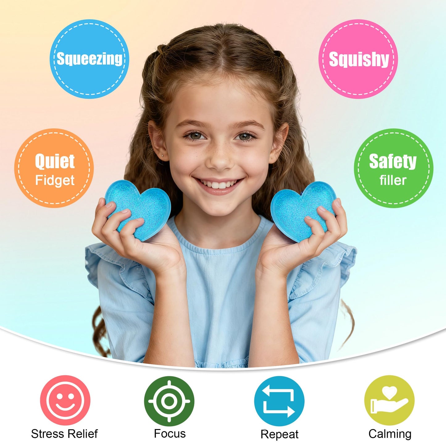 Saquuiui 4-Pack Heart-Shape Stress Cubes – Quiet Fidget Toys for Focus & Calm