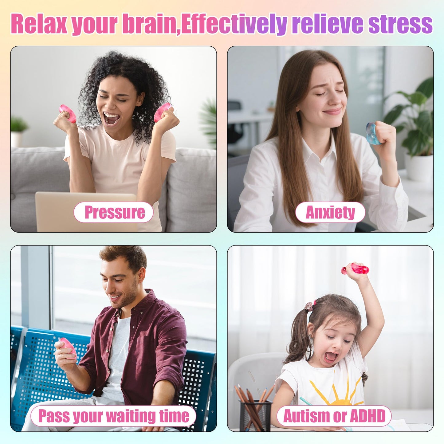 Saquuiui 4-Pack Heart-Shape Stress Cubes – Quiet Fidget Toys for Focus & Calm