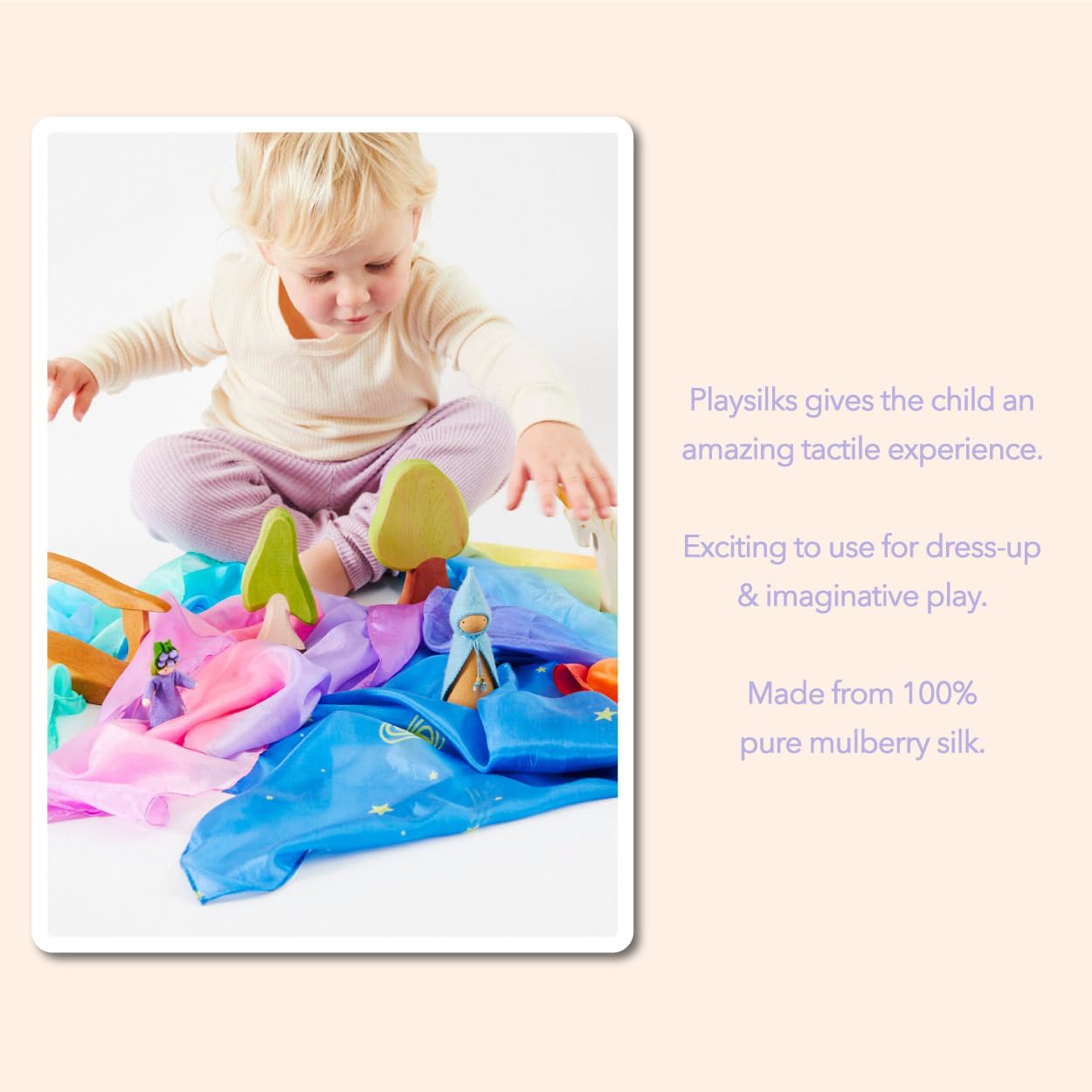 Sarah's Silks - Set of 5 Enchanted Mini Playsilks, 21 inch Silk Squares for Dance and Pretend Play