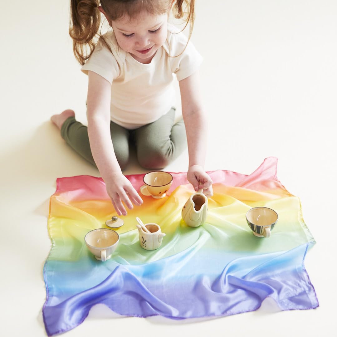 Sarah's Silks - Set of 5 Enchanted Mini Playsilks, 21 inch Silk Squares for Dance and Pretend Play