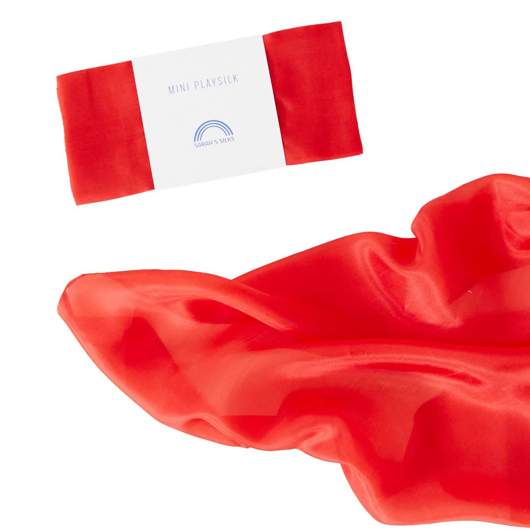 Sarah's Silks Mini Playsilks in Red | Solid Color Playsilks for Open-Ended Play
