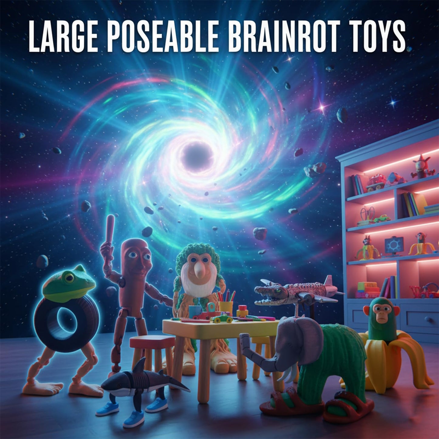 Sarcidery Brainrot Toys - Large Poseable Italian Brainrot Figures (7Pcs)