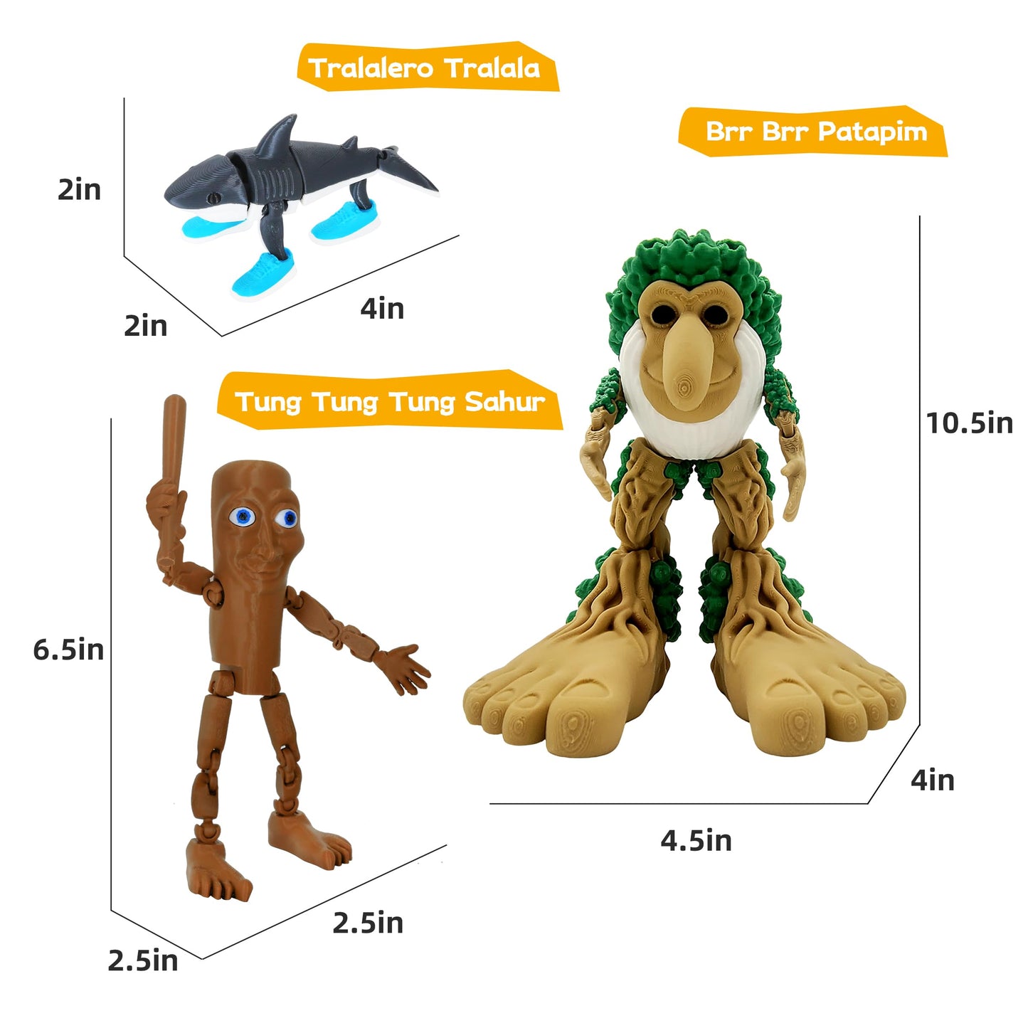 Sarcidery Brainrot Toys - Large Poseable Italian Brainrot Figures (7Pcs)