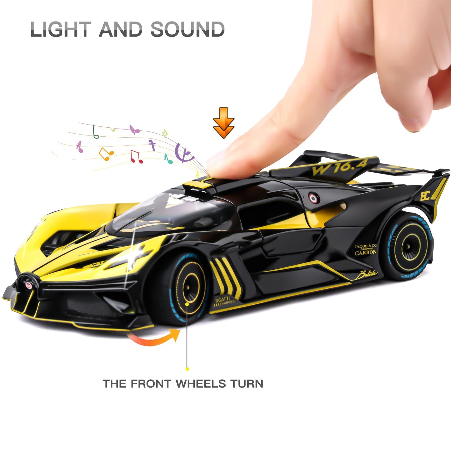 SASBSC Toy Car Model 1:24 Bolide Alloy Diecast | Lights, Pull-Back Action