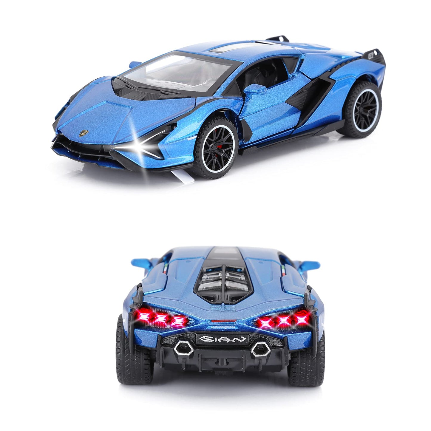 SASBSC Lamb Toy Cars Sian Diecast – Light & Sound Pull-Back (Blue) 1/32