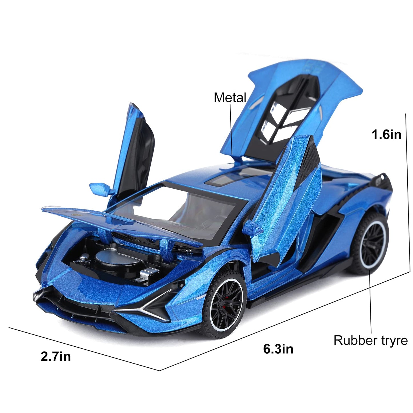SASBSC Lamb Toy Cars Sian Diecast – Light & Sound Pull-Back (Blue) 1/32