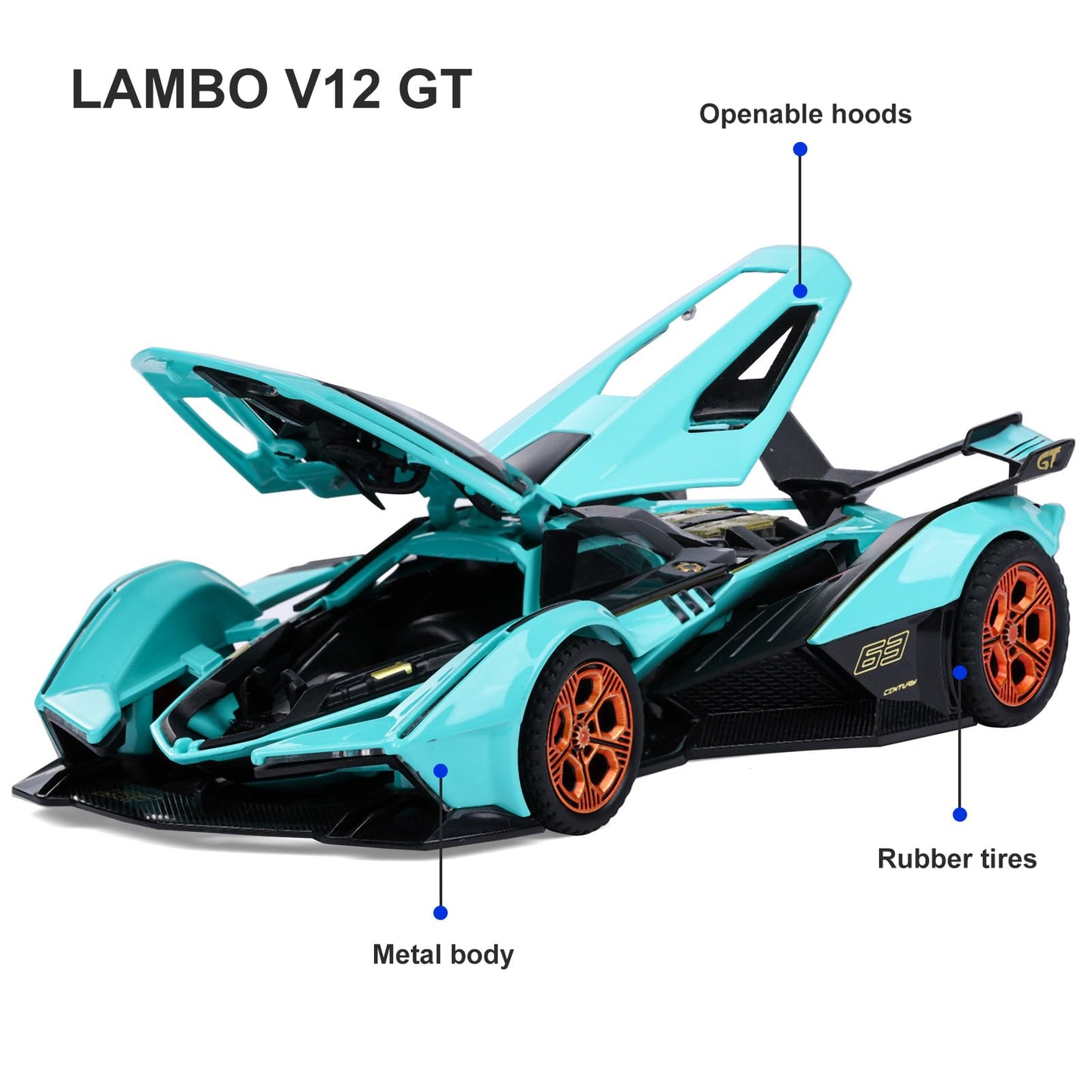 SASBSC Lambo V12 Diecast Toy Car – Light & Sound, 1:32 Scale, Gift for Kids 3+