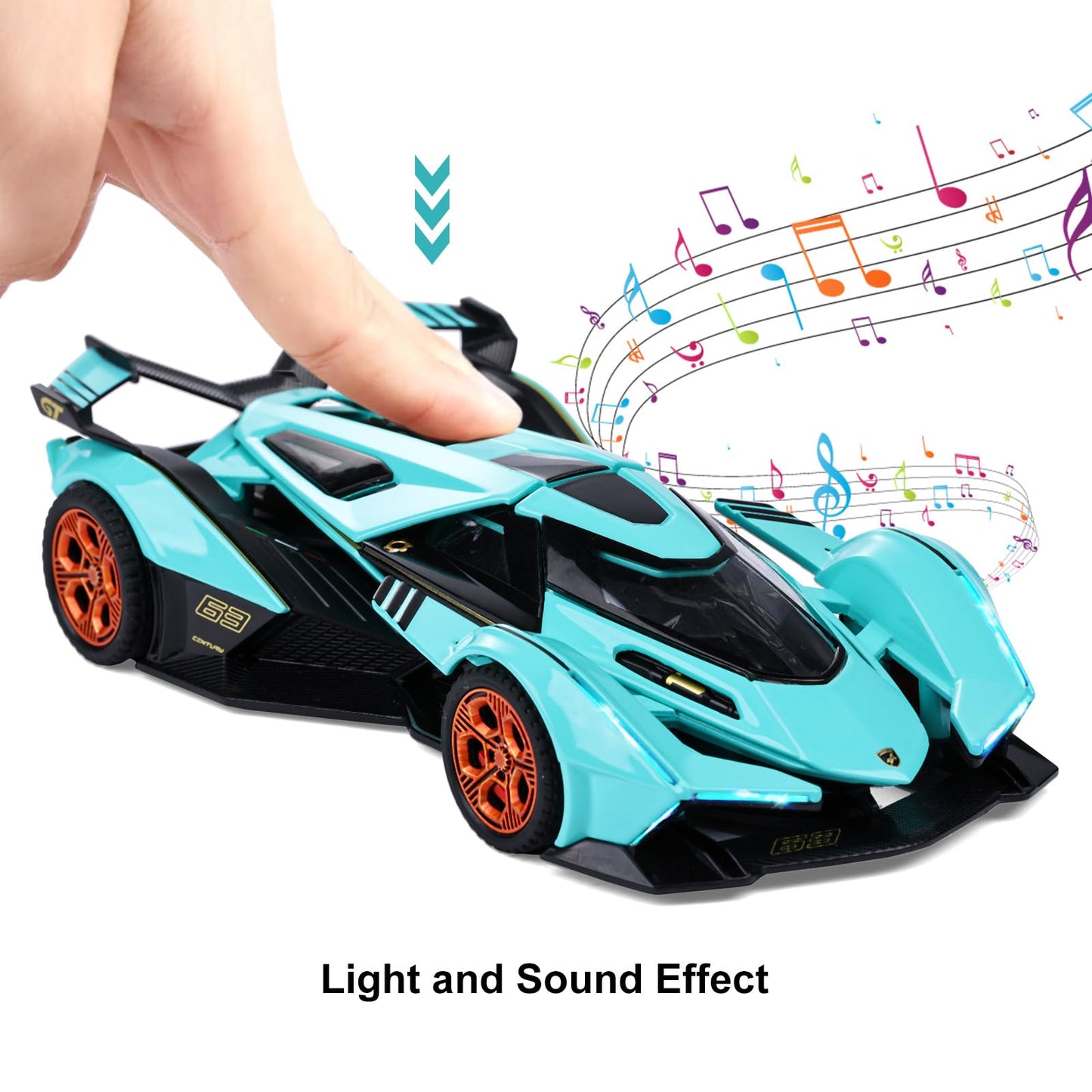 SASBSC Lambo V12 Diecast Toy Car – Light & Sound, 1:32 Scale, Gift for Kids 3+