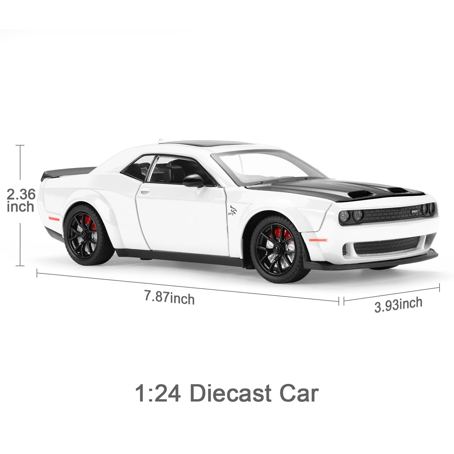 SASBSC 1:24 Diecast Muscle Car Toy with Lights & Sounds – White