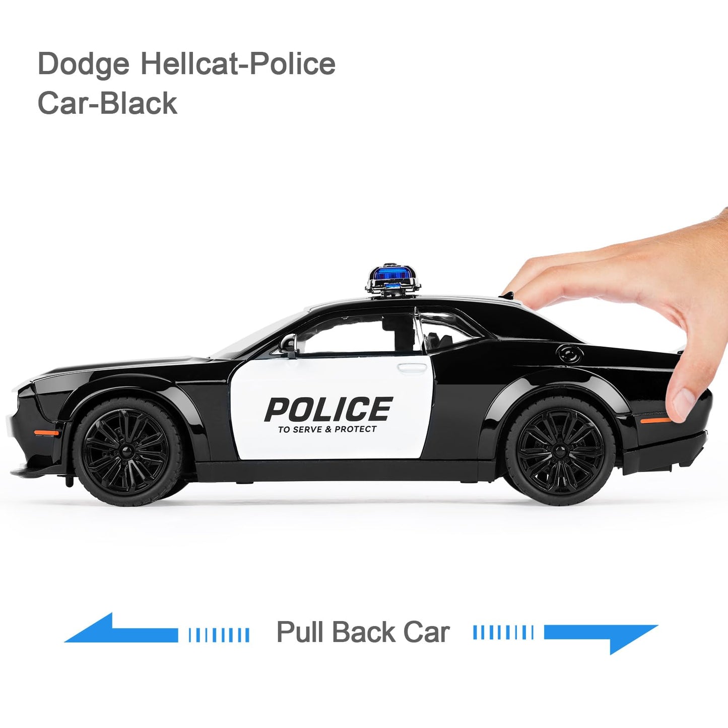 SASBSC Police Car Toys for Boys 3-12 – Metal Diecast Pull-Back Car with Lights & Sounds