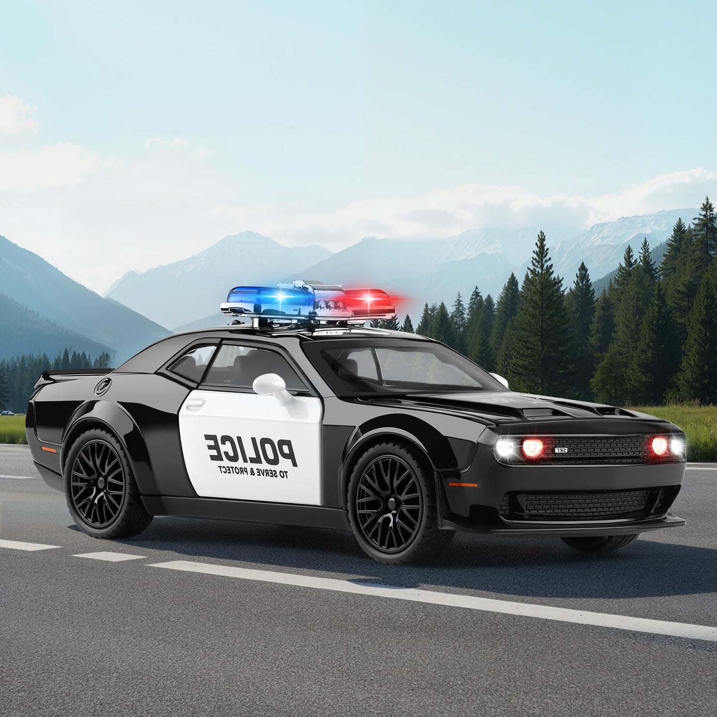 SASBSC Police Car Diecast 1:32 Scale – Light & Sound Pull-Back Car for Kids 3–12