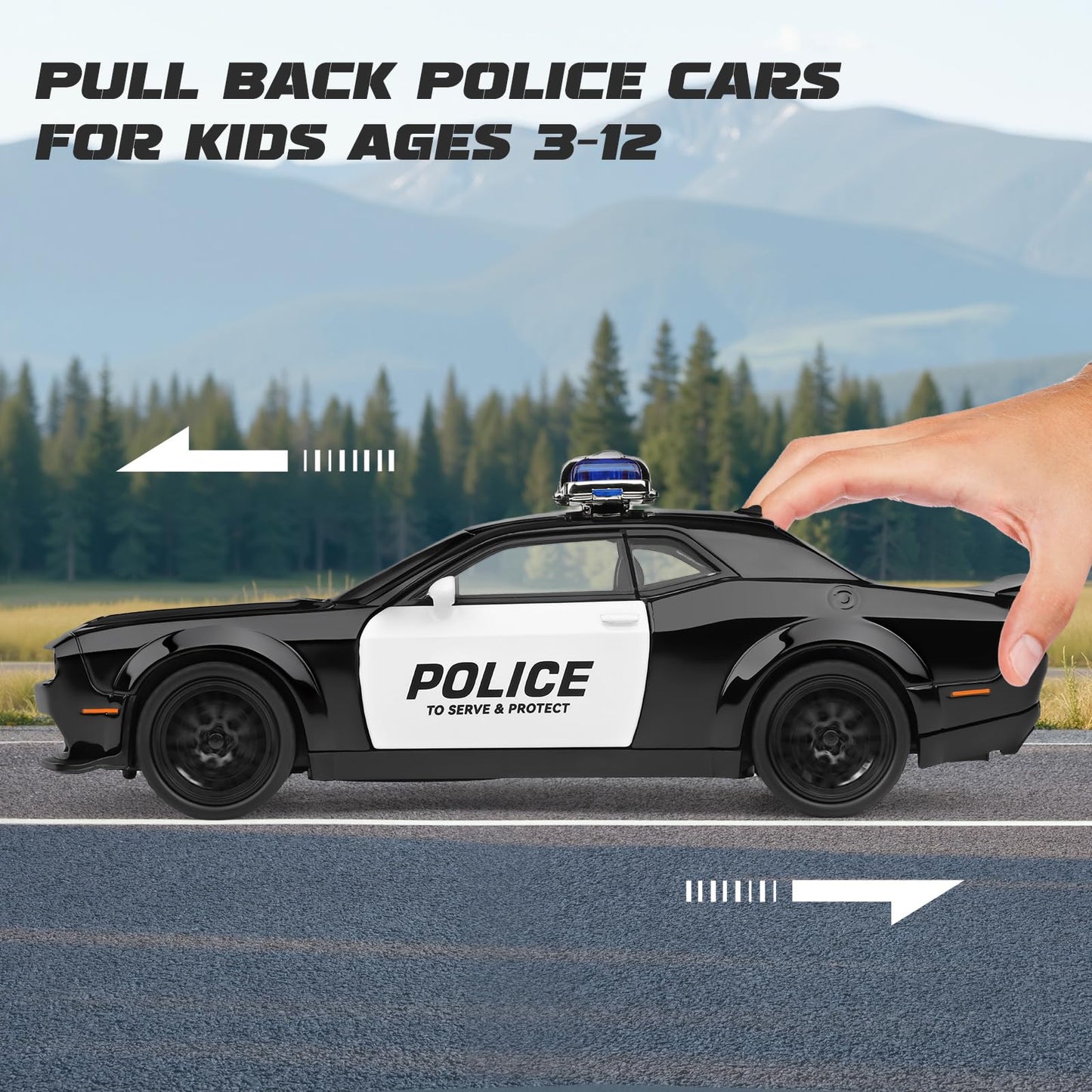 SASBSC Police Car Diecast 1:32 Scale – Light & Sound Pull-Back Car for Kids 3–12