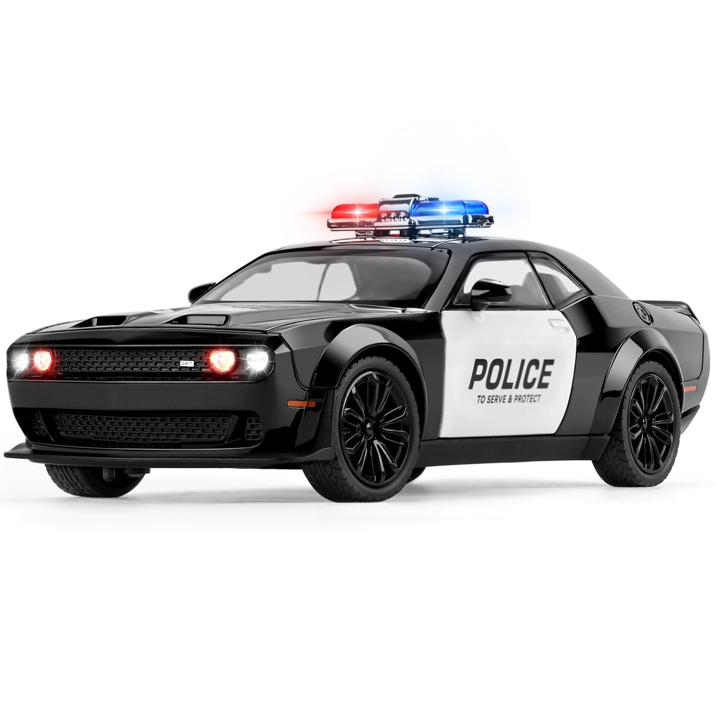 SASBSC Police Car Toys for Boys 3-12 – Metal Diecast Pull-Back Car with Lights & Sounds