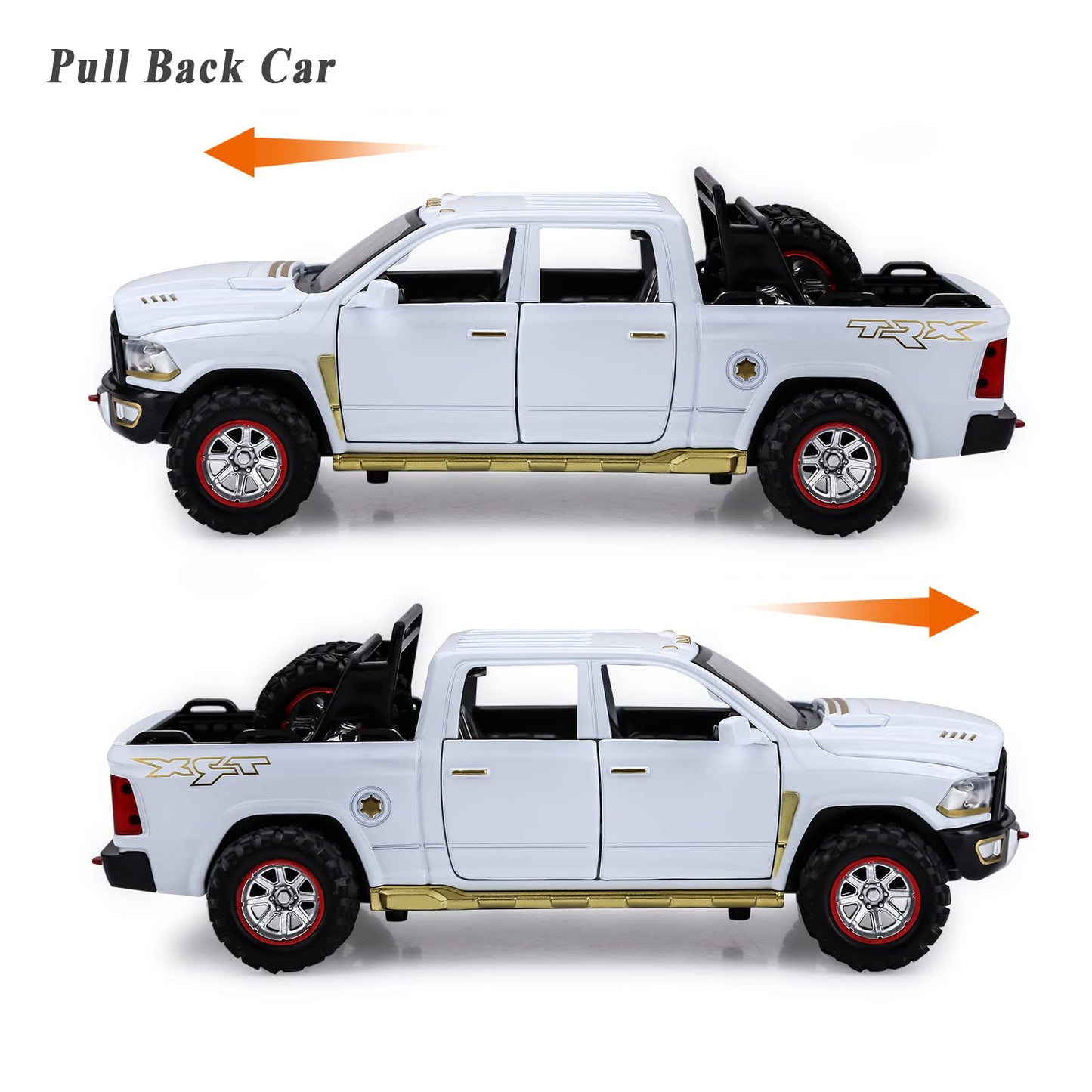 SASBSC Toy Trucks for Boys 3-8 | Diecast Pickup with Light & Sound | Pull-Back Cars Gift
