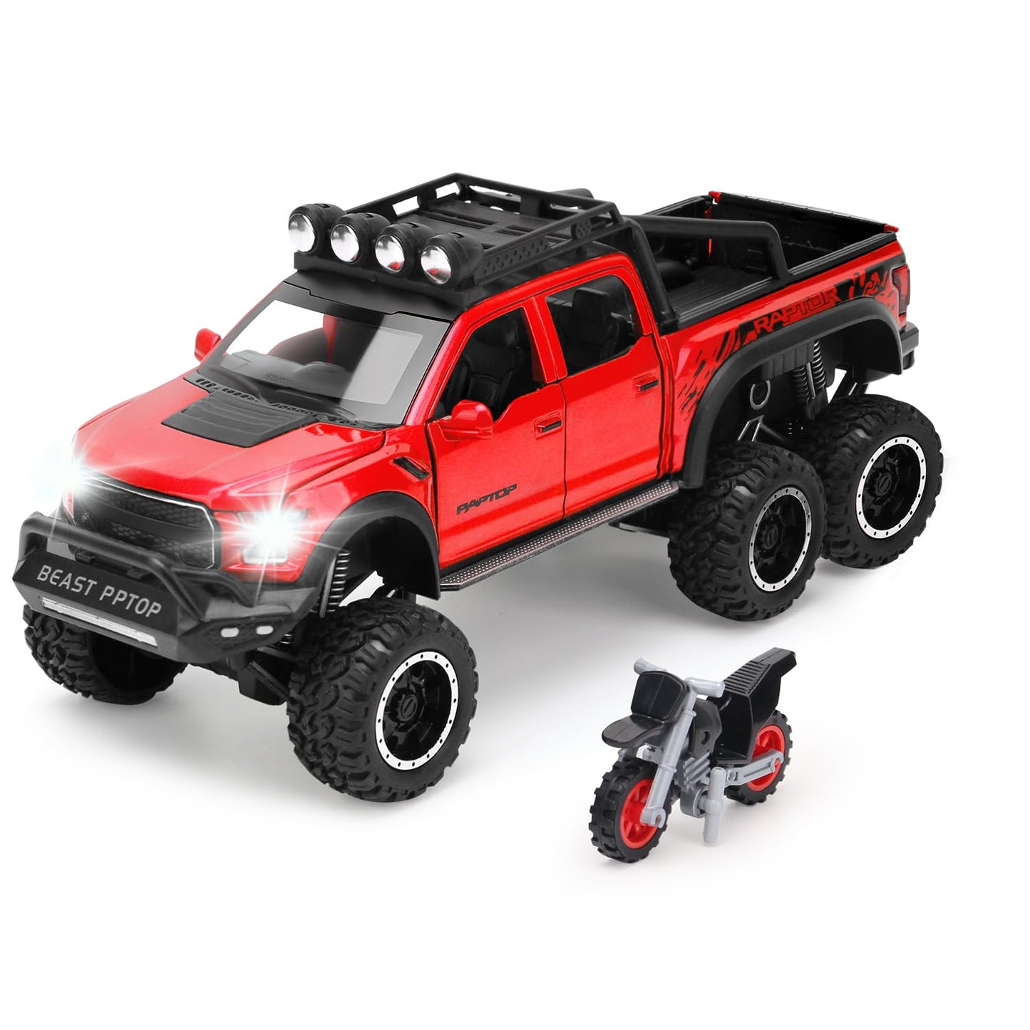 SASBSC 1:24 Diecast Toy Truck Pickup – Sound & Light, Pull-Back Action