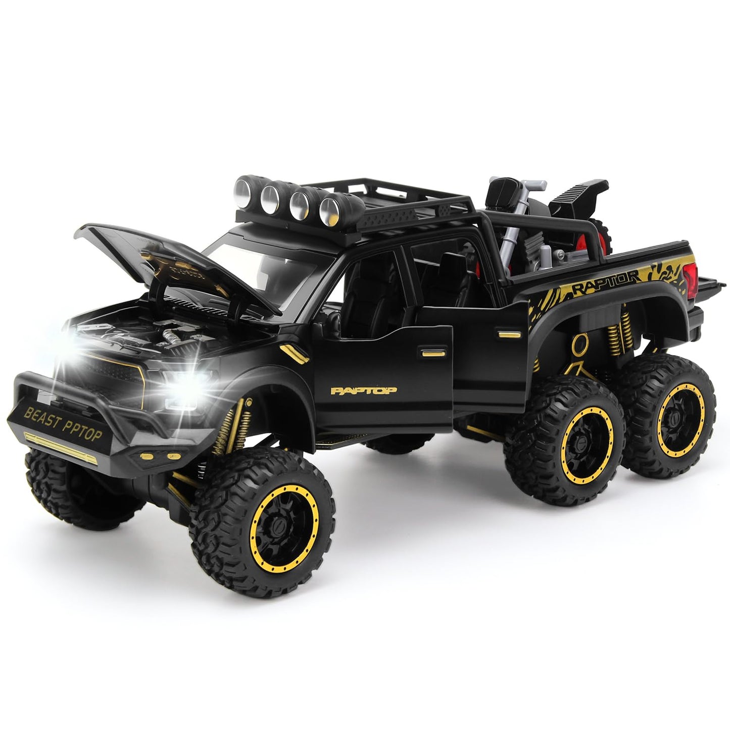 SASBSC Toy Trucks Pickup - 1:24 Diecast with Sound and Light - Pull-Back Toys for Kids 3-13