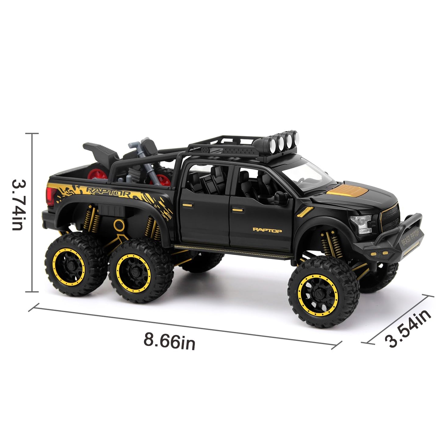 SASBSC Toy Trucks Pickup - 1:24 Diecast with Sound and Light - Pull-Back Toys for Kids 3-13