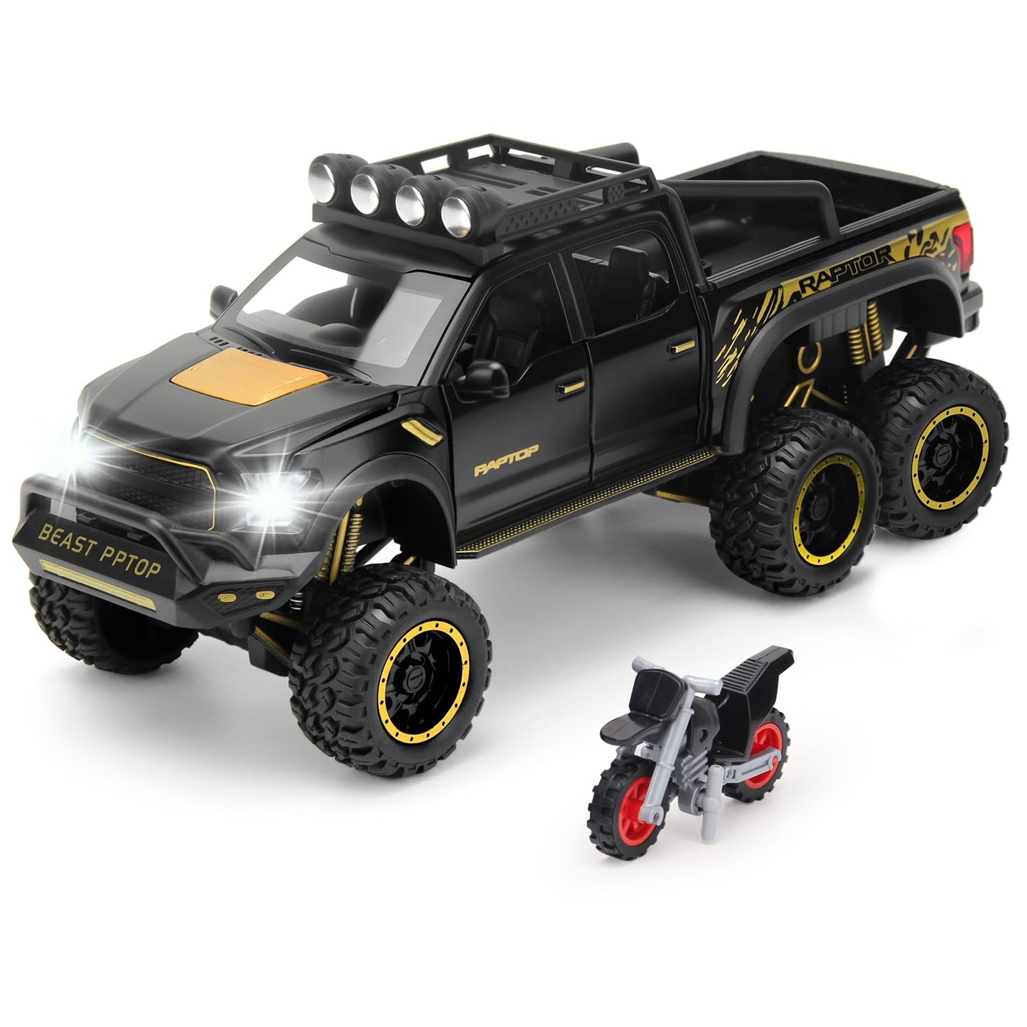 SASBSC Toy Trucks Pickup - 1:24 Diecast with Sound and Light - Pull-Back Toys for Kids 3-13