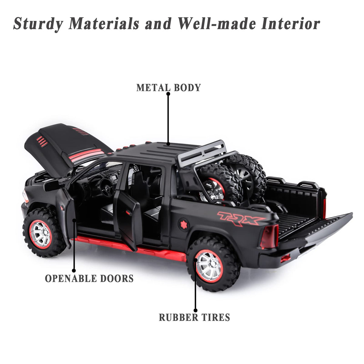 SASBSC Diecast Toy Trucks for Boys 3-8 — Light and Sound Pickup Truck
