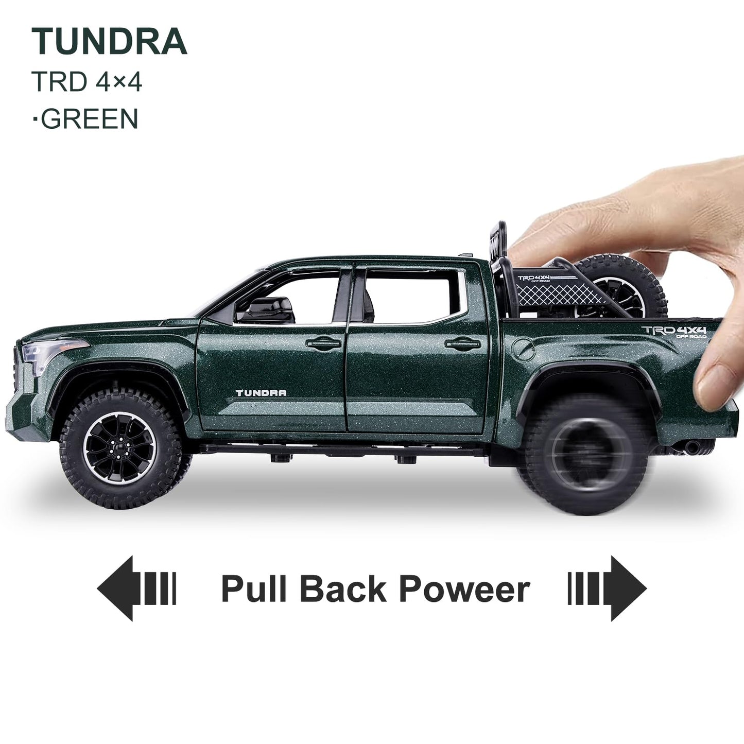 SASBSC Tundra Truck Toy for Boys 3-7 – Diecast Off-Road Pickup with Light & Sound Pull-Back (Green)