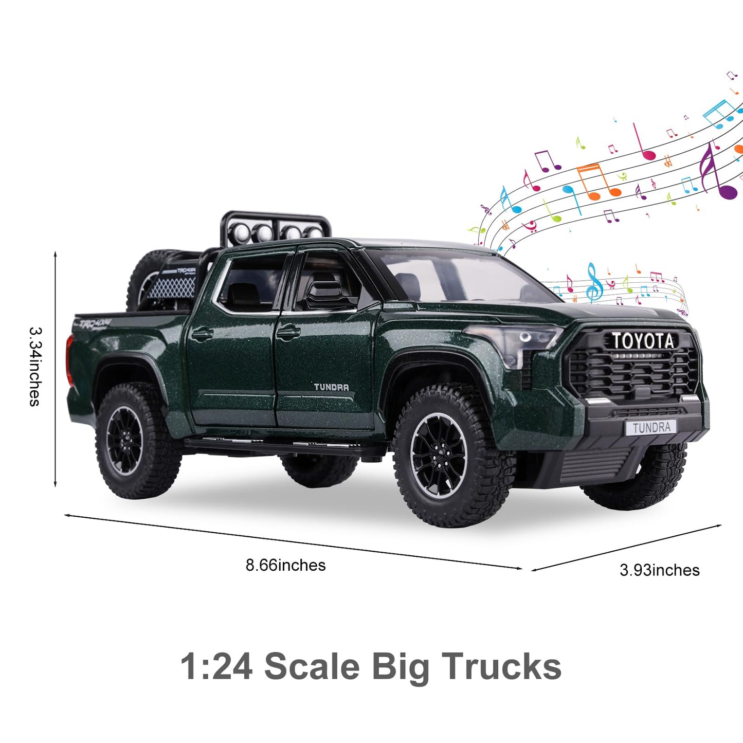 SASBSC Tundra Truck Toy for Boys 3-7 – Diecast Off-Road Pickup with Light & Sound Pull-Back (Green)