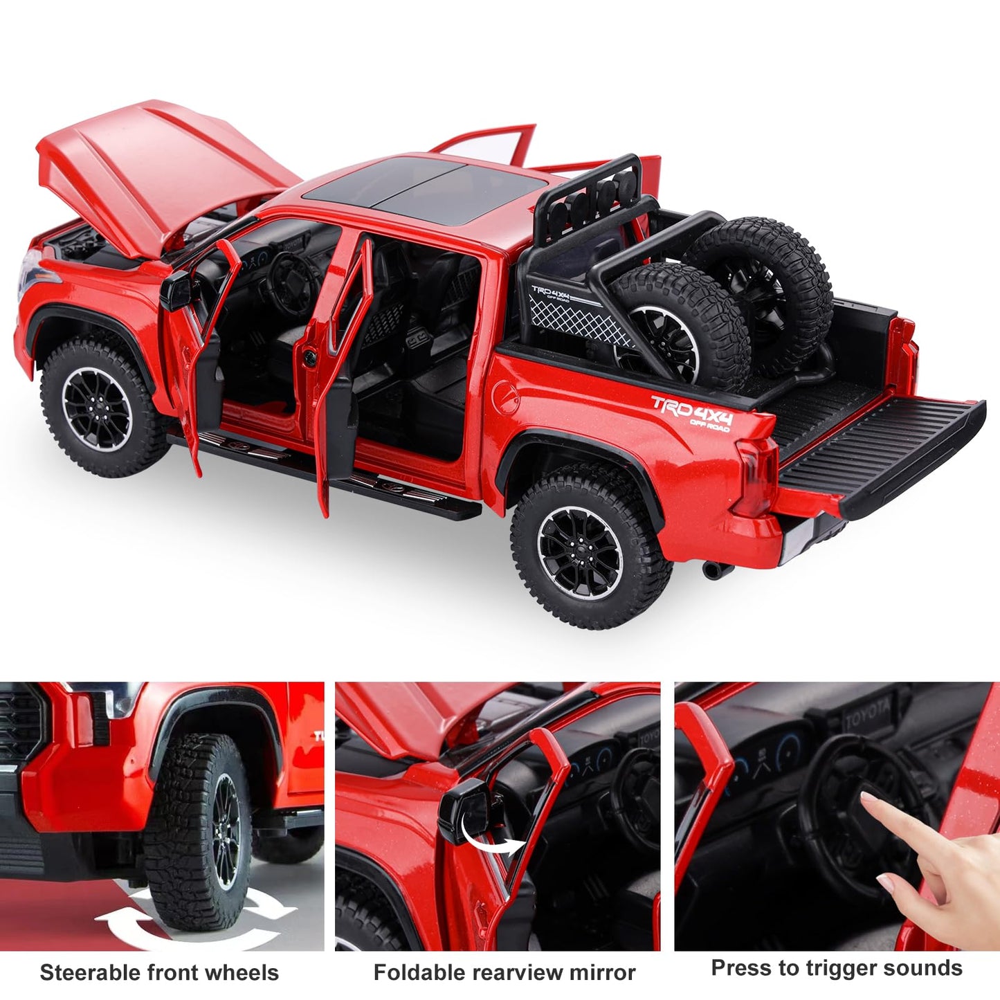 SASBSC Tundra Truck Toys for Kids 3-7 | Diecast Pull-Back Pickup with Lights