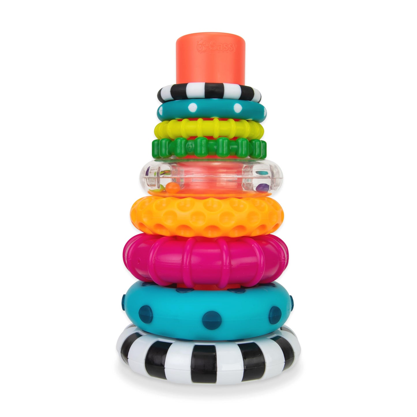 Sassy Stacks of Circles Stacking Ring – 9-Piece STEM Toy for Babies 6–24 Months