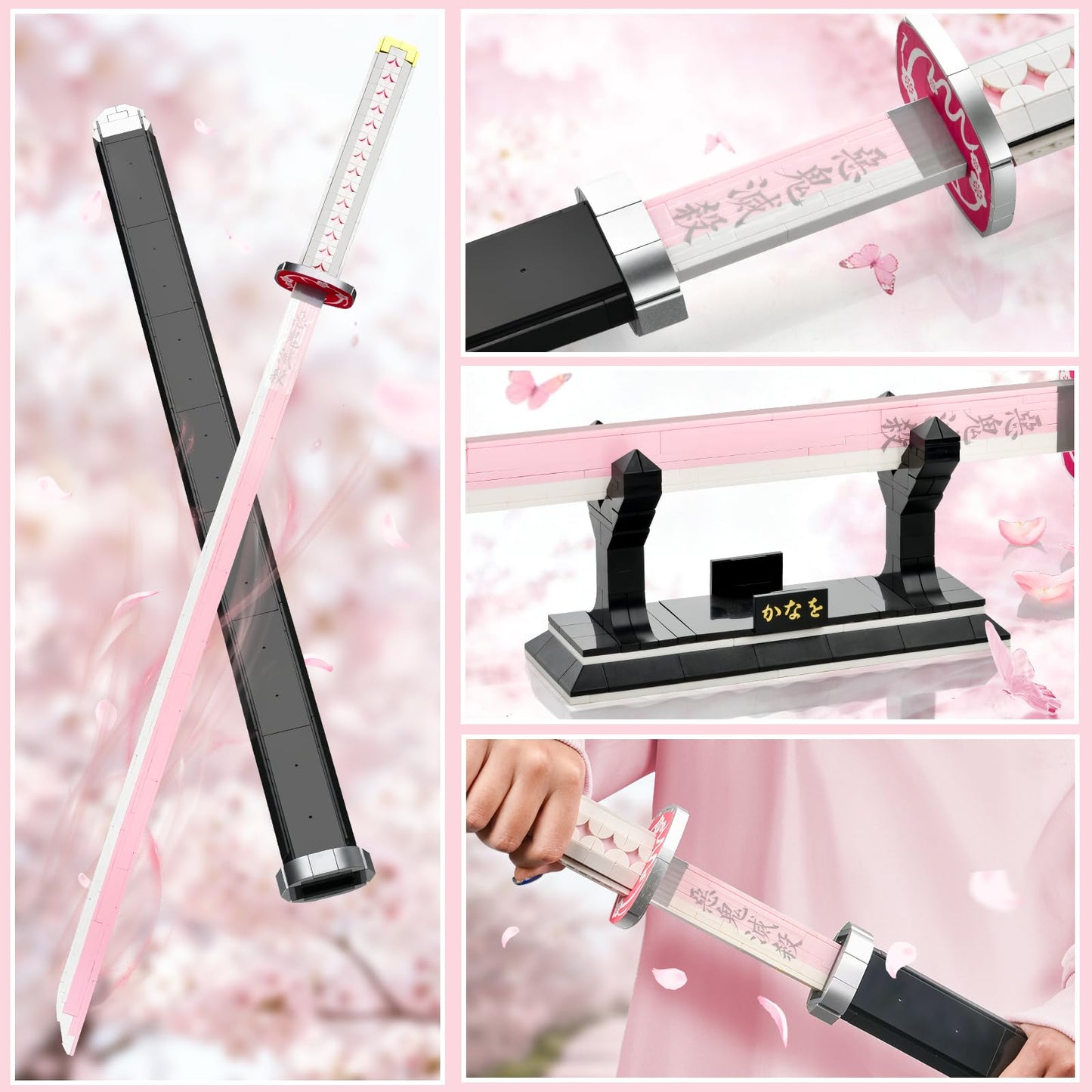 SATHIBI 39-Inch Tsuyuri Kanao Demon Sword Building Set – 706PCS with Scabbard & Stand