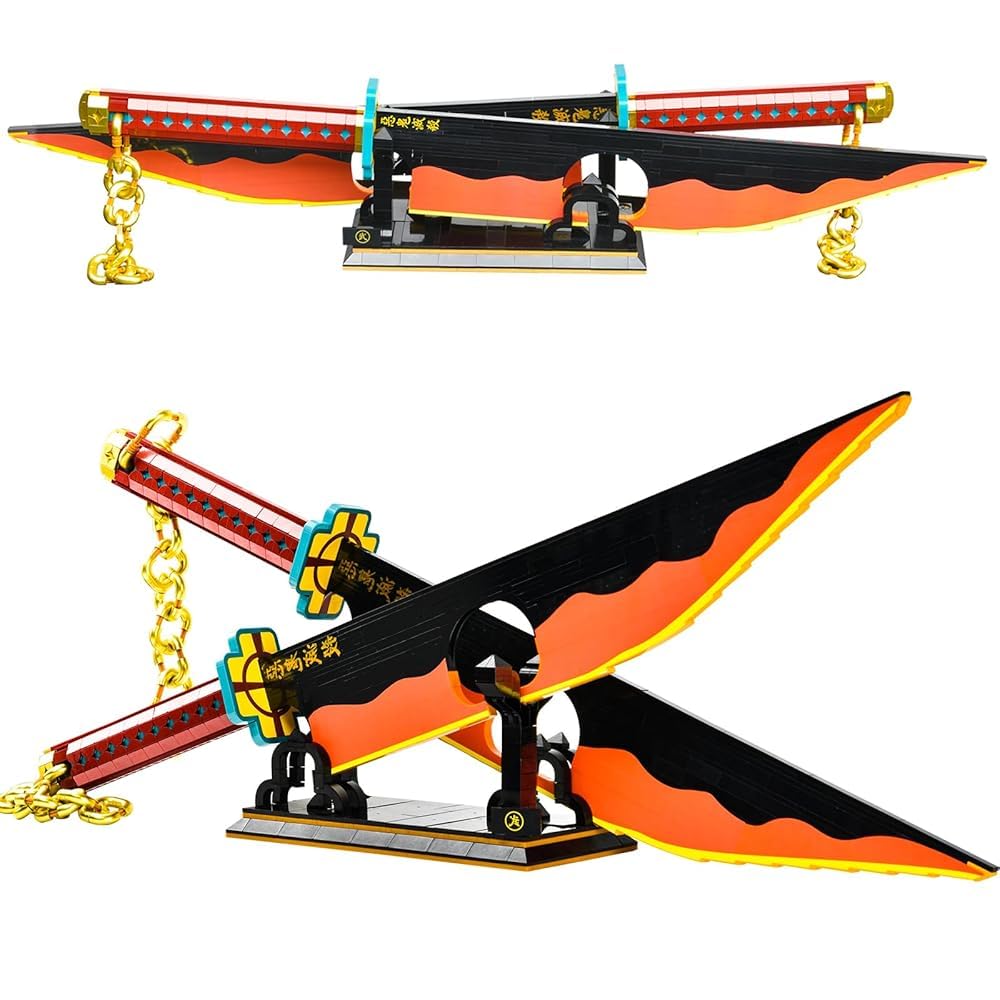 SATHIBI 82.6in Demon Swords Building Set – Tengen Uzui Katana with Stand, 1478 PCS