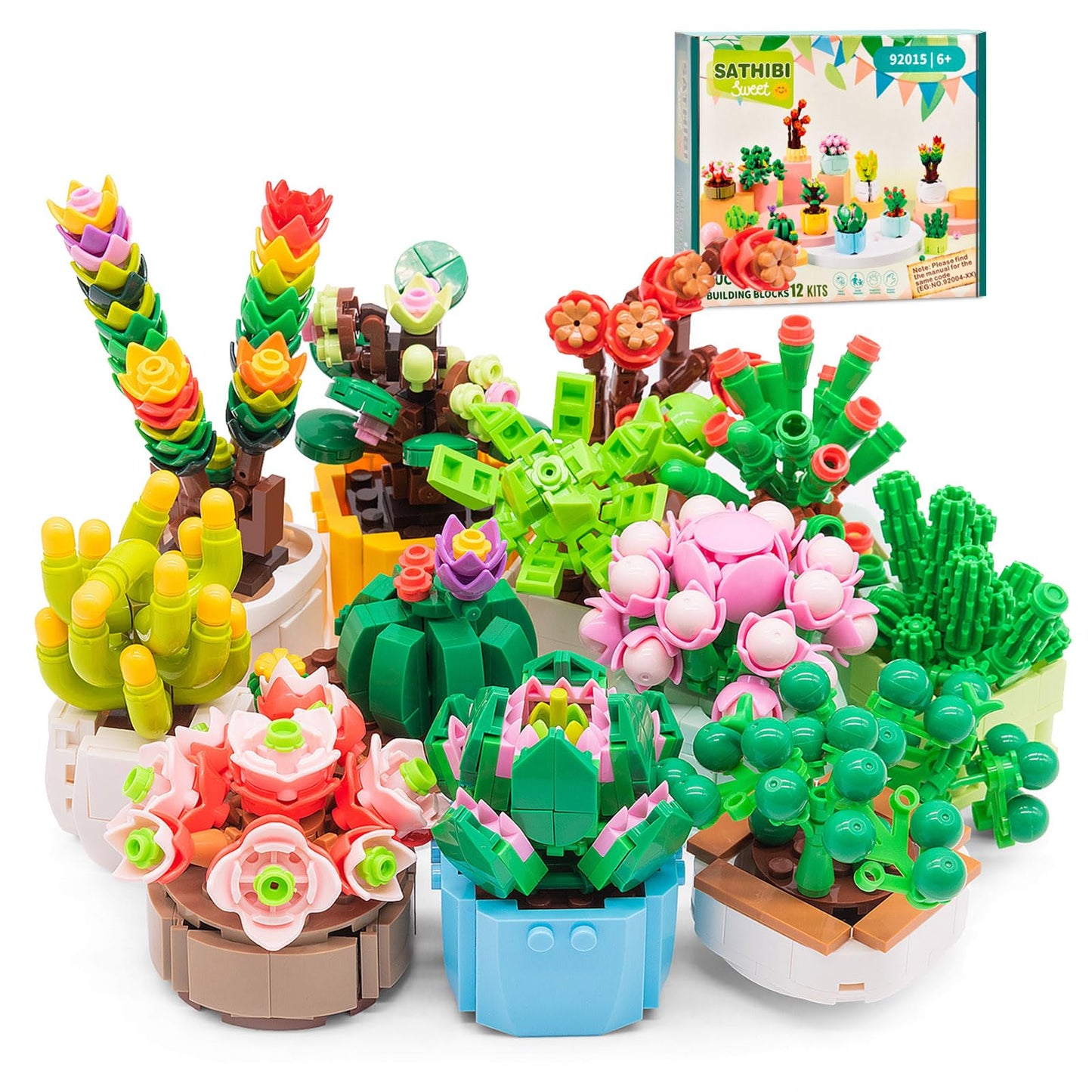 SATHIBI Flowers & Succulents Botanical Building Set – 1185Pcs Bonsai-Inspired Decor
