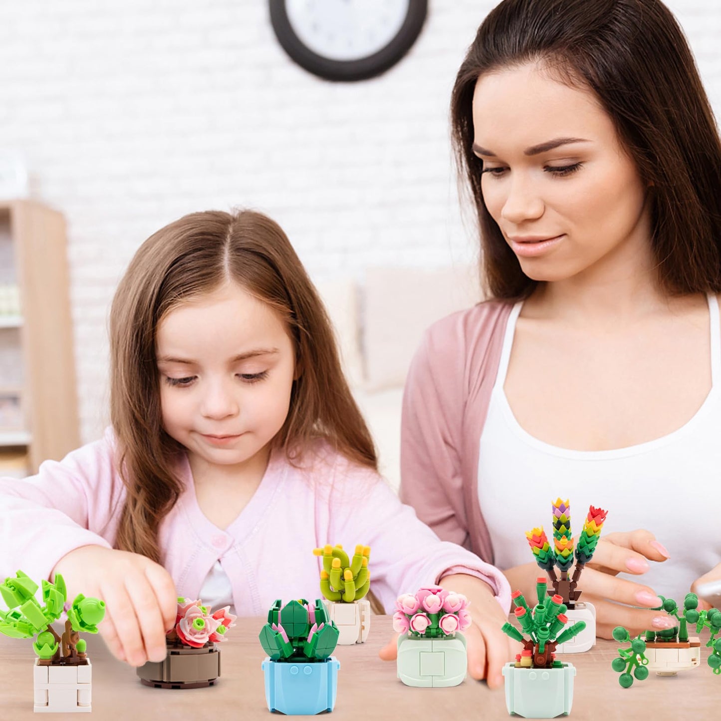 SATHIBI Flowers & Succulents Botanical Building Set – 1185Pcs Bonsai-Inspired Decor