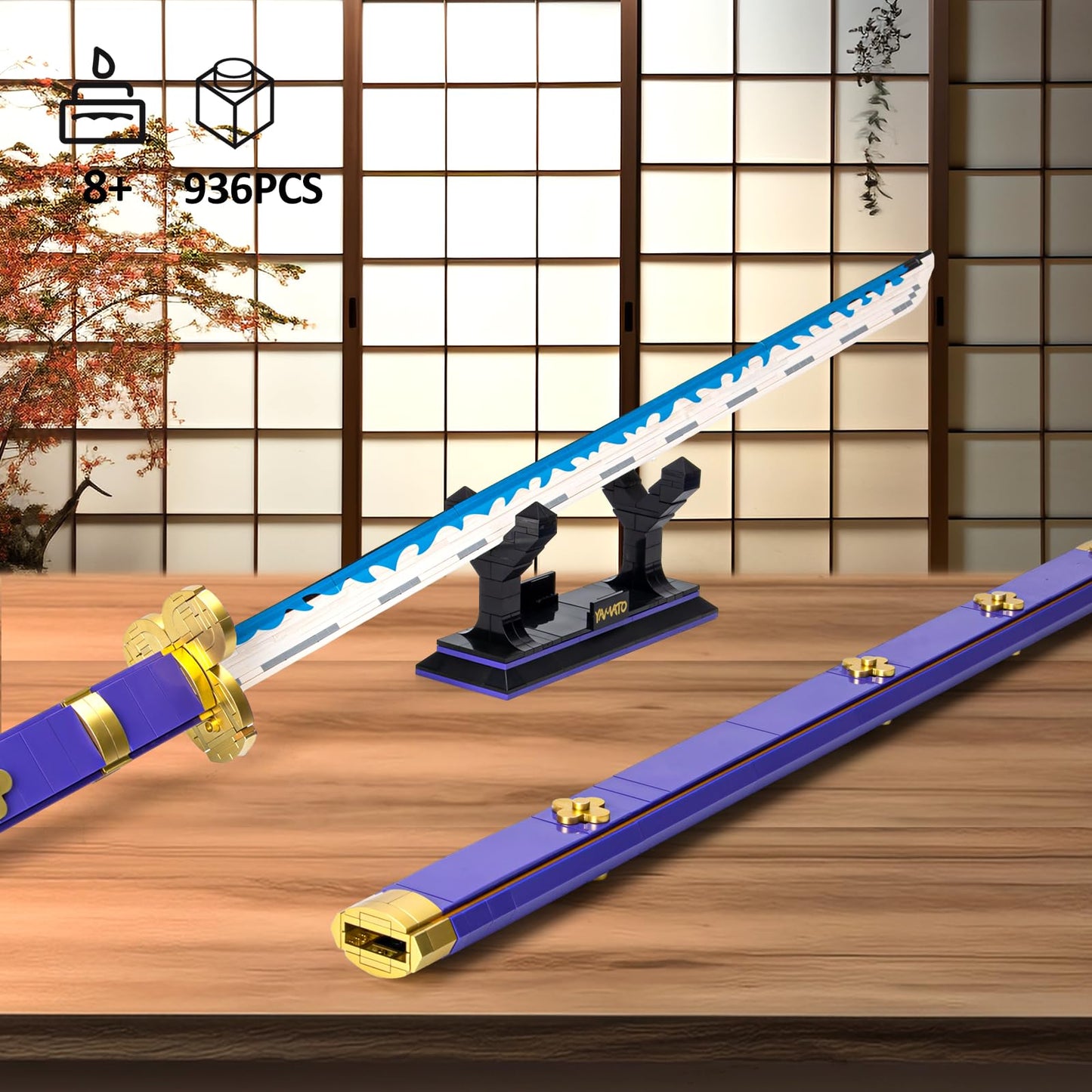SATHIBI Yamato Sword Building Set – 936-Piece Anime Cosplay Kit with Scabbard & Stand
