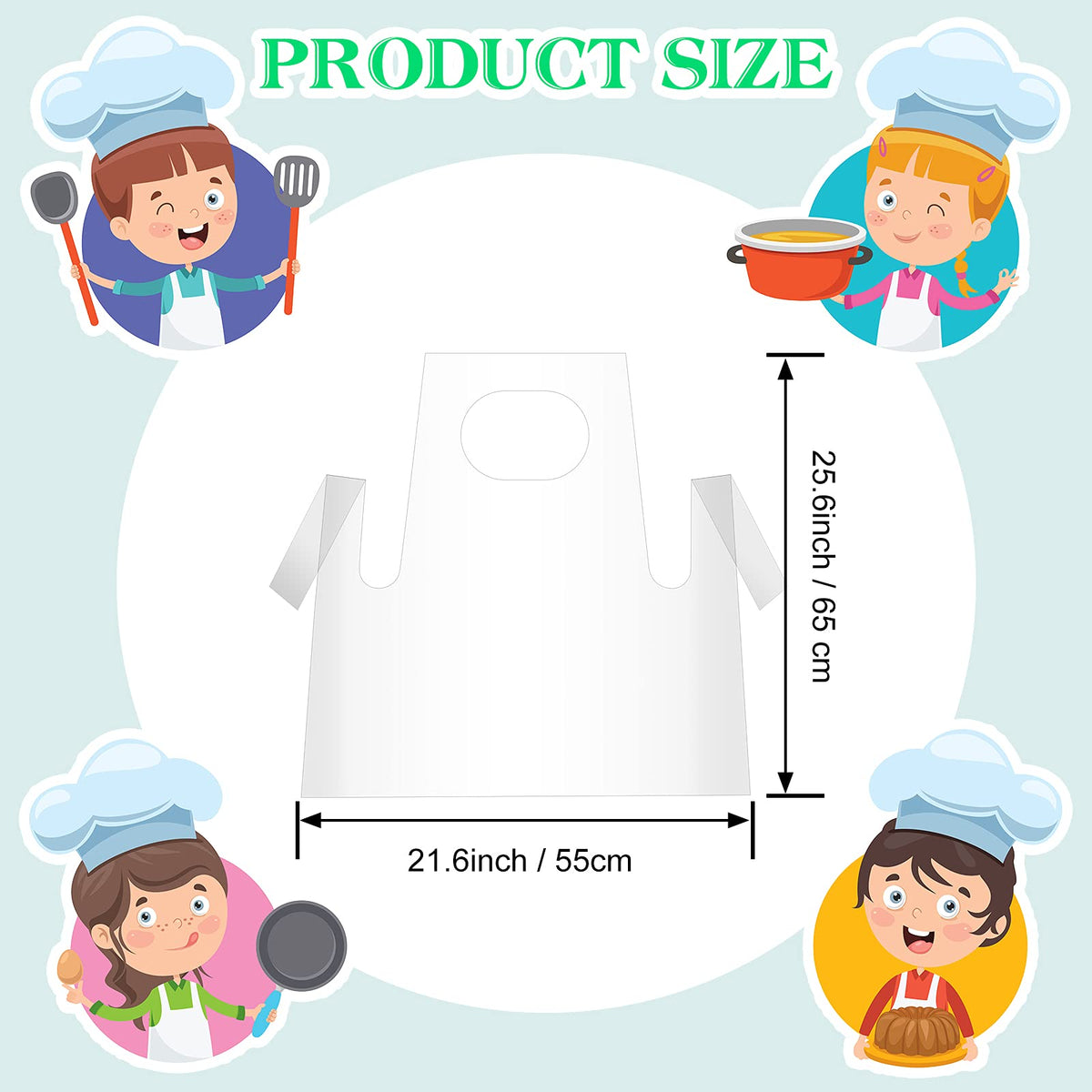 SATINIOR 25-Piece Disposable Kids Aprons – Waterproof Clear Poly Aprons for Painting, Cooking & Crafts