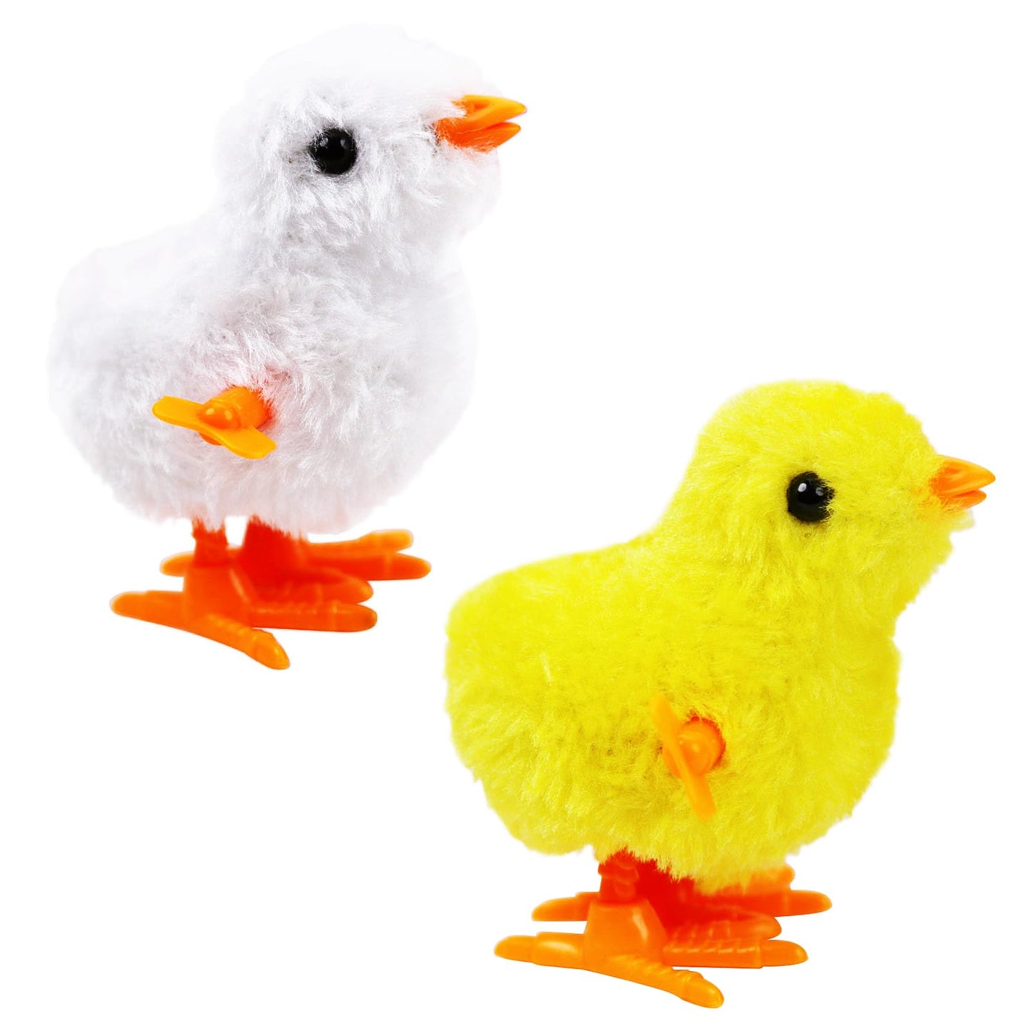 SAURAWAN 2-Pcs Chicken Plush Wind-Up Toys for Kids and Toddlers | Soft Jumping Chick Easter Gift