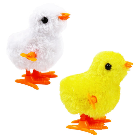 SAURAWAN 2-Pcs Chicken Plush Wind-Up Toys for Kids and Toddlers | Soft Jumping Chick Easter Gift