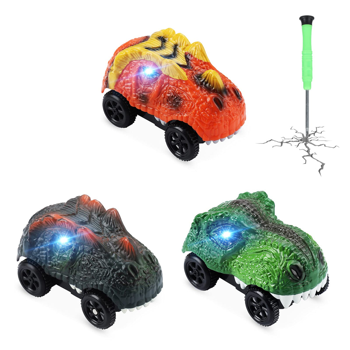 Save Unicorn Tracks Cars 3-Pack LED Light Up Racing Cars for Most Tracks