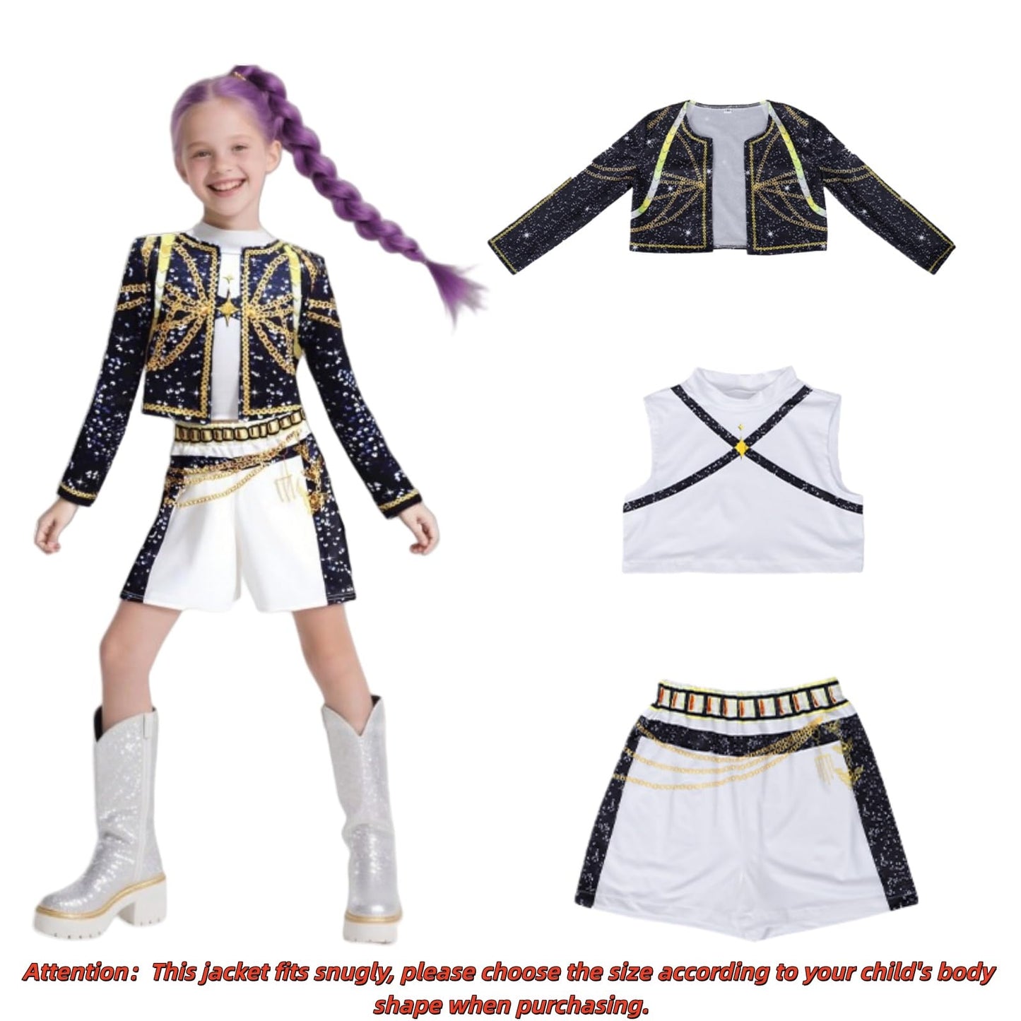 SAVITO Pop Idol Cosplay Costume – Black B, Ages 3-12, 140 cm (7–8 Years)