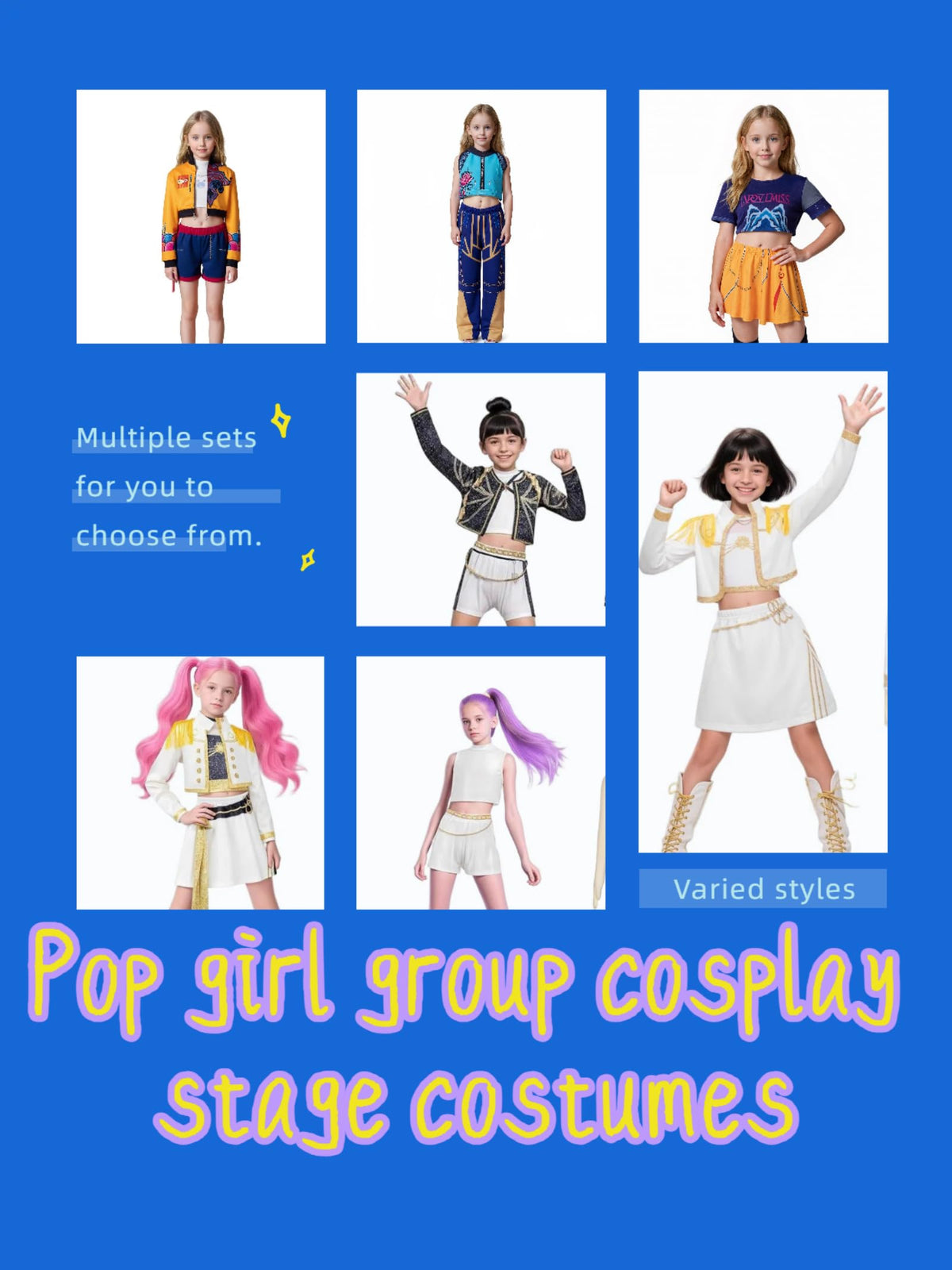 SAVITO Pop Idol Cosplay Costume – Jacket, Vest & Skirt Set for Girls 3-12