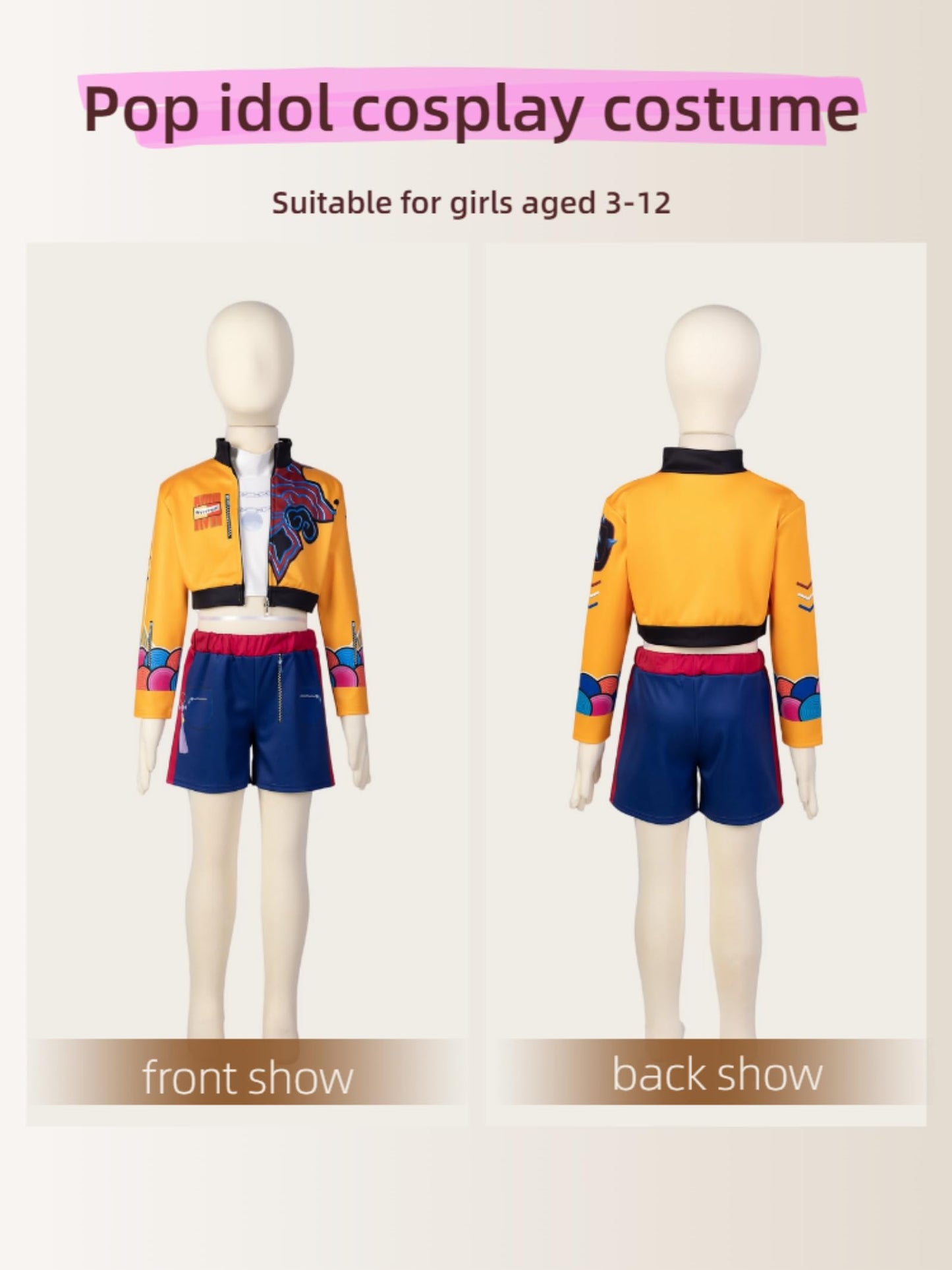 SAVITO Pop Idol Cosplay Costume – Jacket, Vest & Skirt Set for Girls 3-12