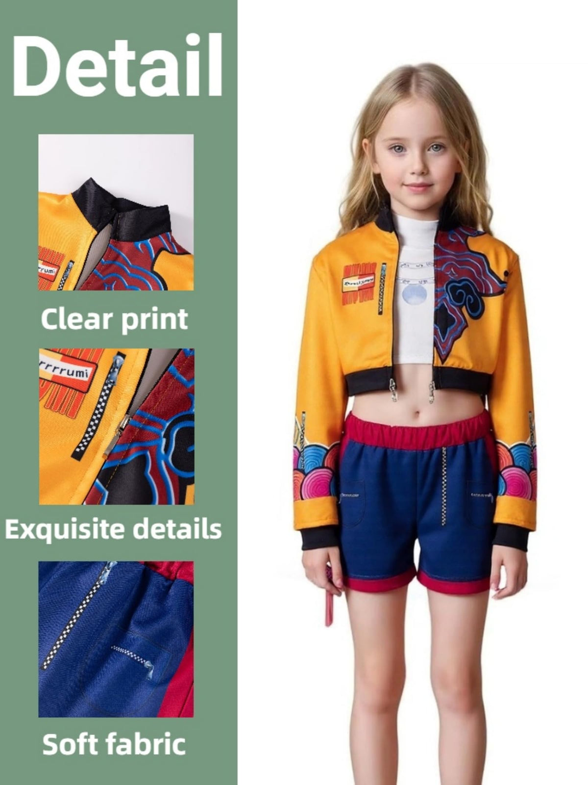 SAVITO Pop Idol Cosplay Costume – Jacket, Vest & Skirt Set for Girls 3-12