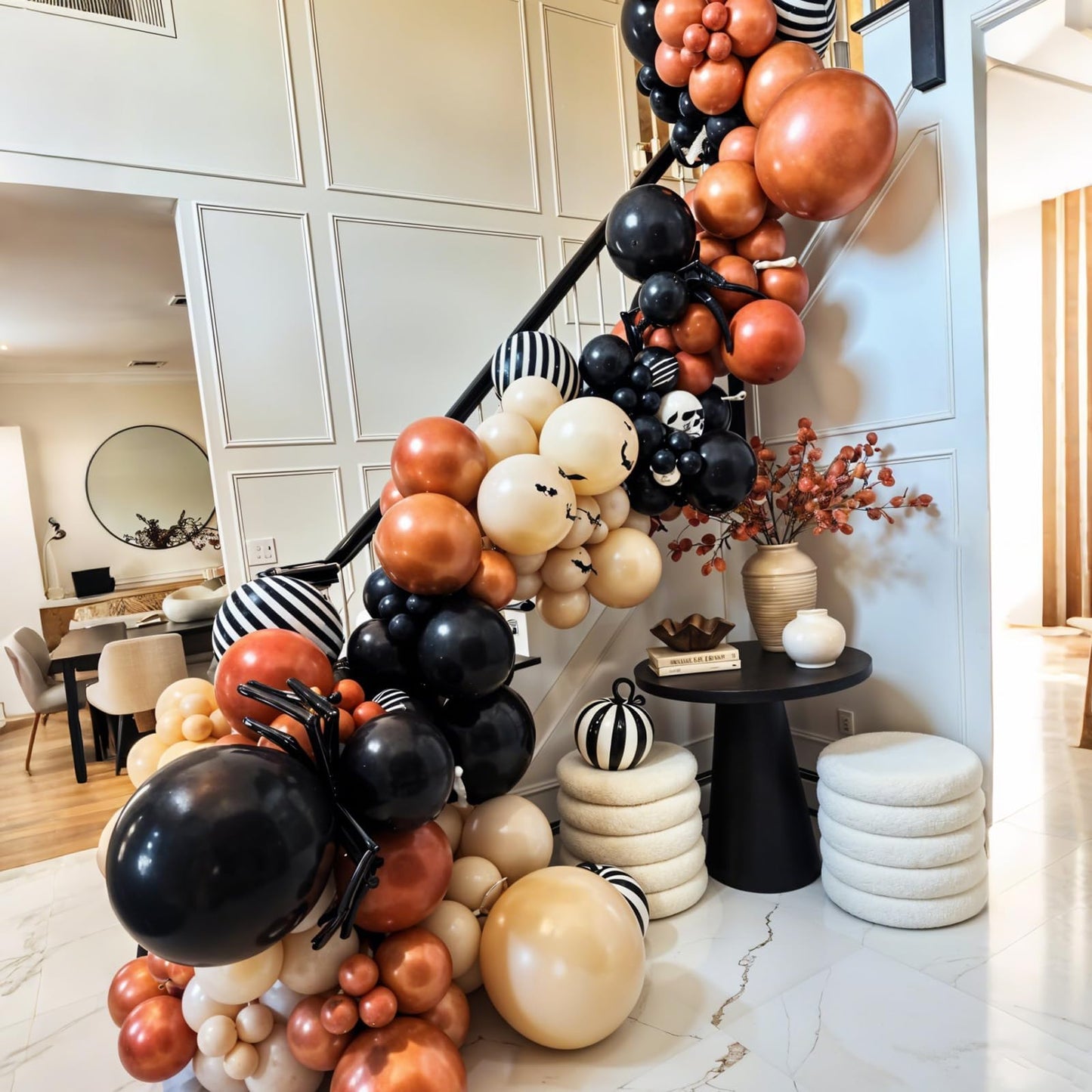 Saxuxu Halloween Balloon Arch Garland Kit – Black, Burnt Orange & White Balloons
