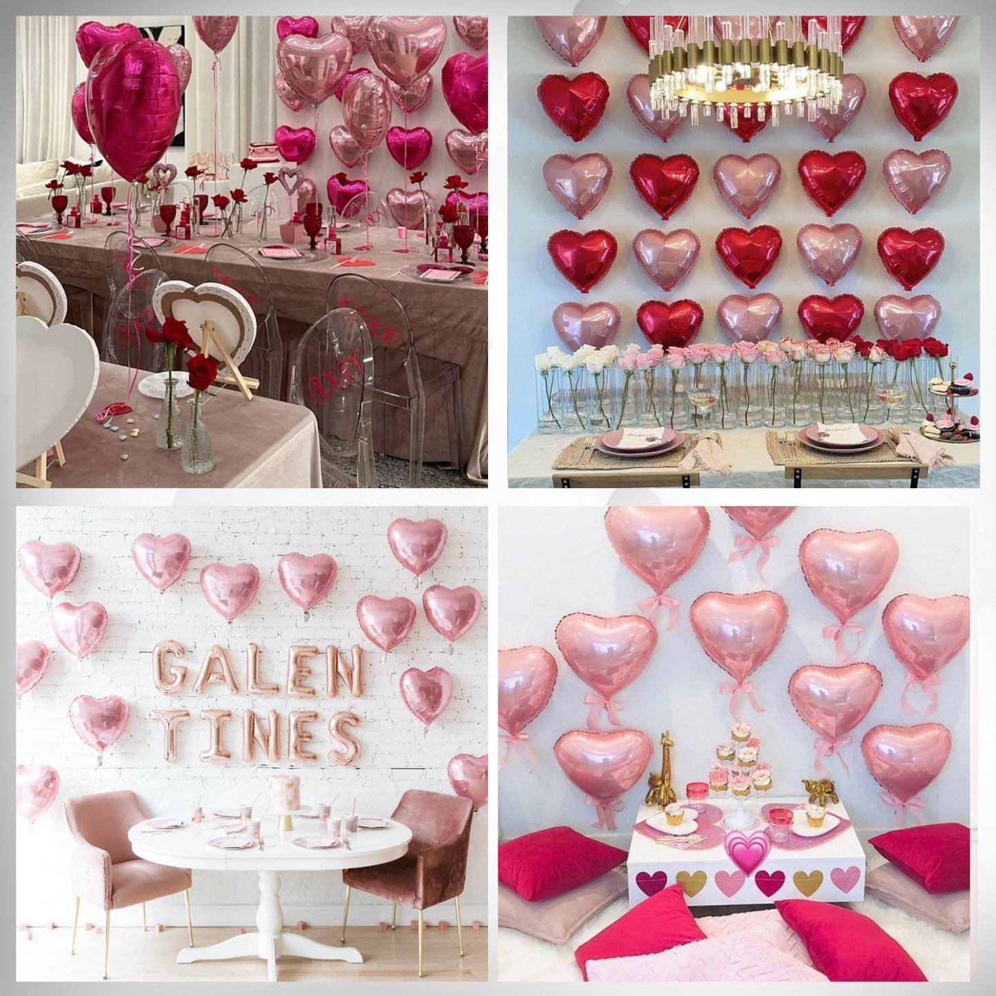 Saxuxu Hot Pink Heart Balloons – 20Pcs Foil Hearts for Valentine’s Day
