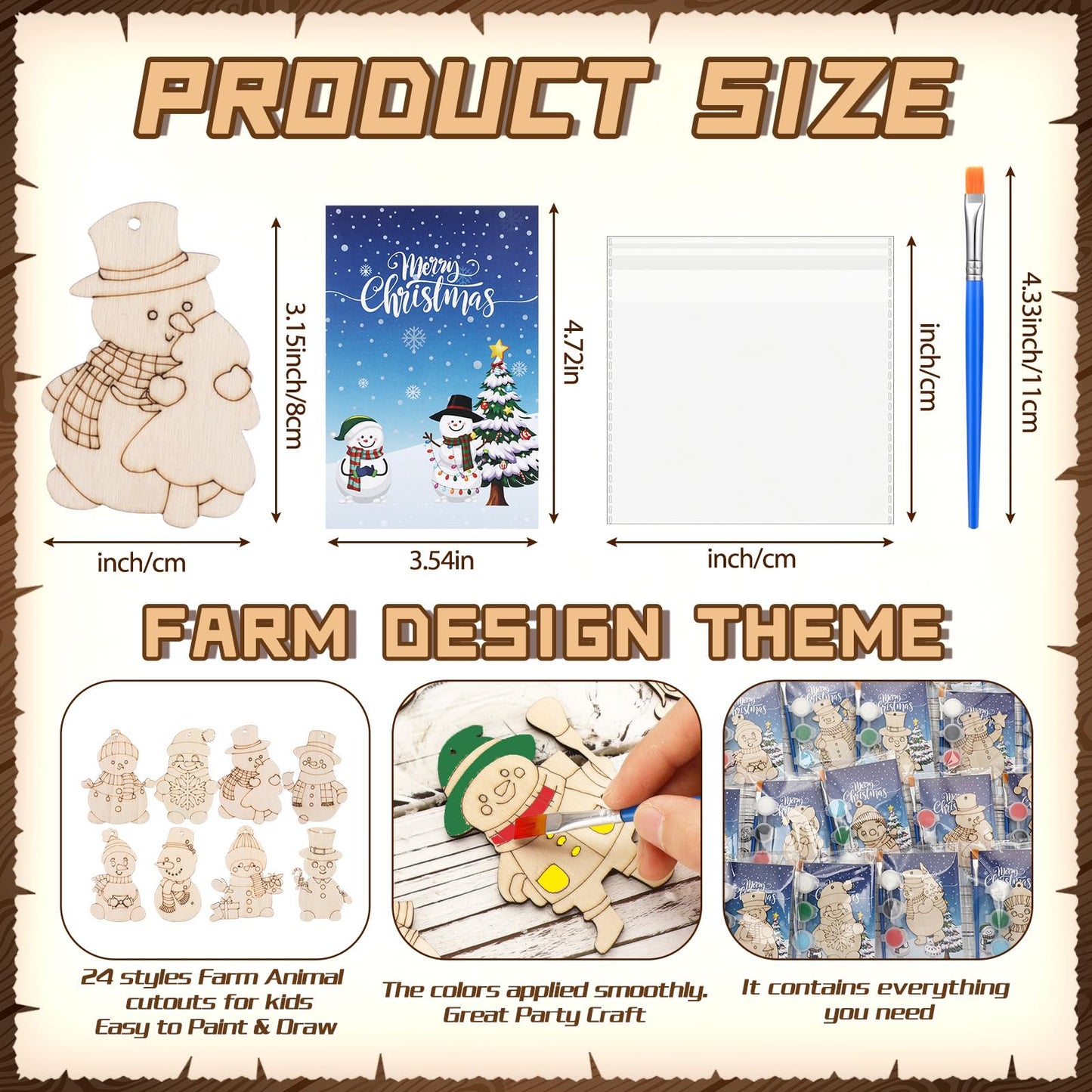 Saypacck 24 Pcs Winter Snowman Craft Kit – DIY Ornaments & Painting Set