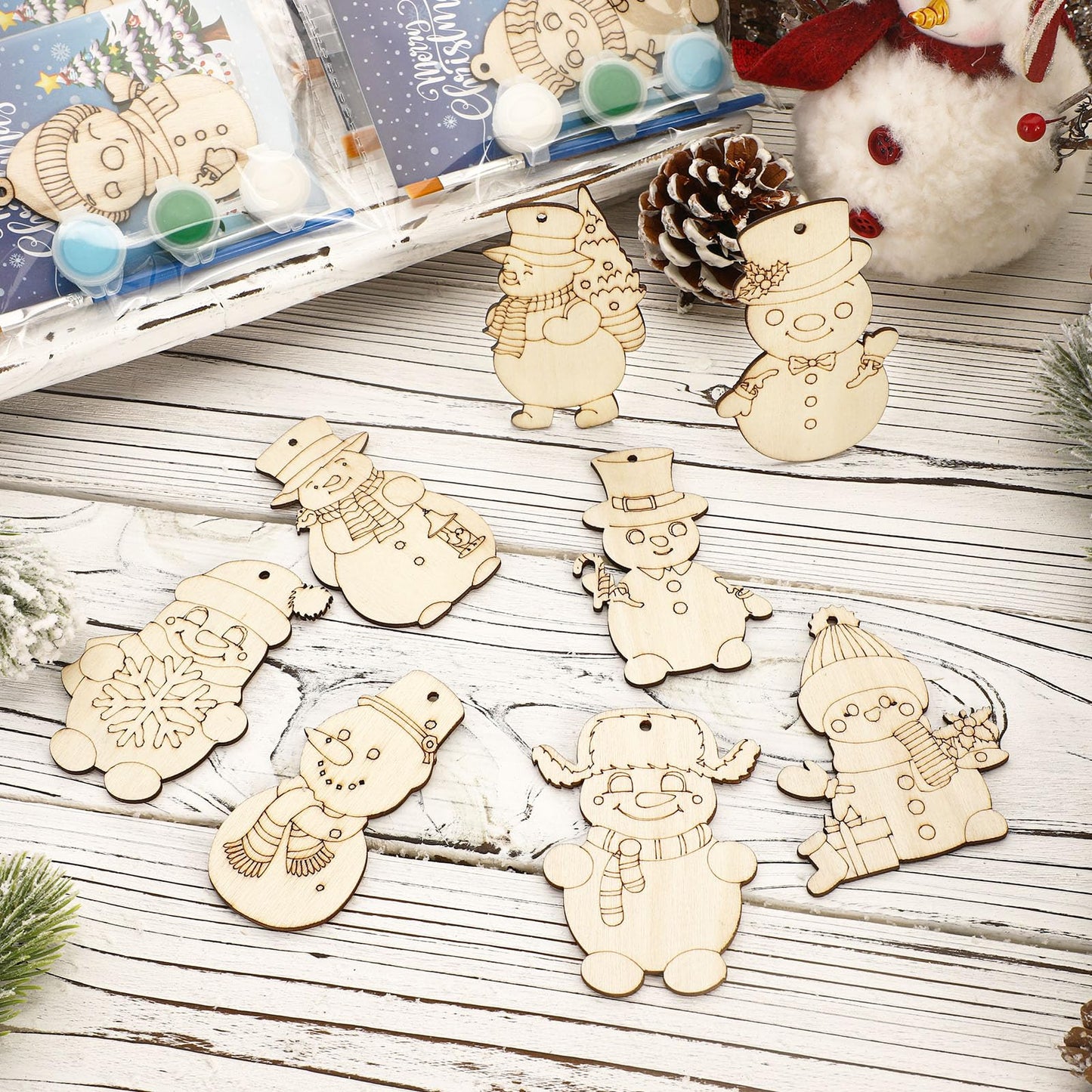 Saypacck 24 Pcs Winter Snowman Craft Kit – DIY Ornaments & Painting Set