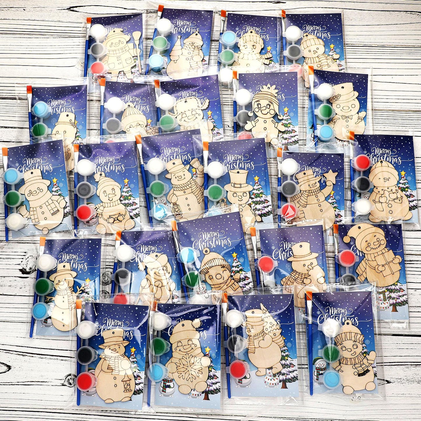 Saypacck 24 Pcs Winter Snowman Craft Kit – DIY Ornaments & Painting Set